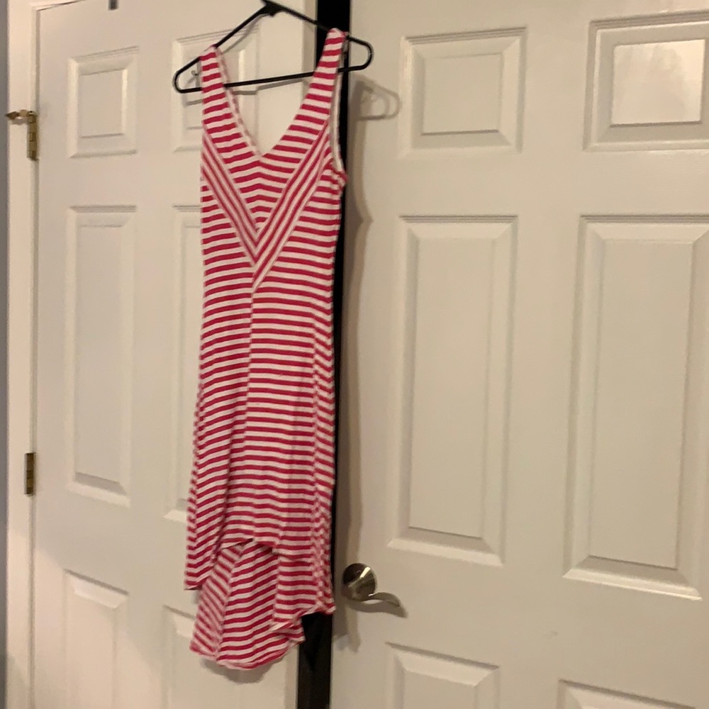 Bebe Pink stripe HighLow Dress